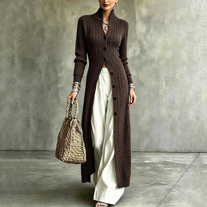 Queenie - Cable-Knit Long Cardigan