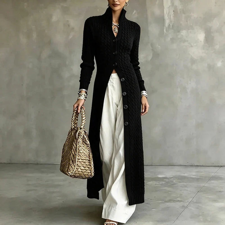 Queenie - Cable-Knit Long Cardigan