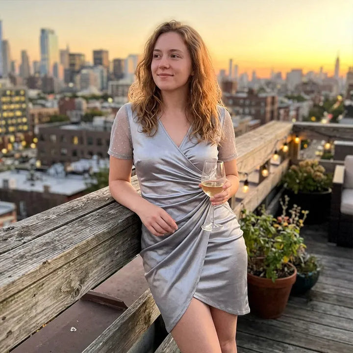 Alvina - Ruched Wrap Cocktail Dress