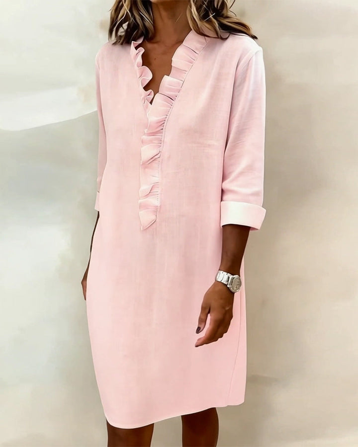 Dorelle - Breezy Linen-Blend Ruffle Shift Dress