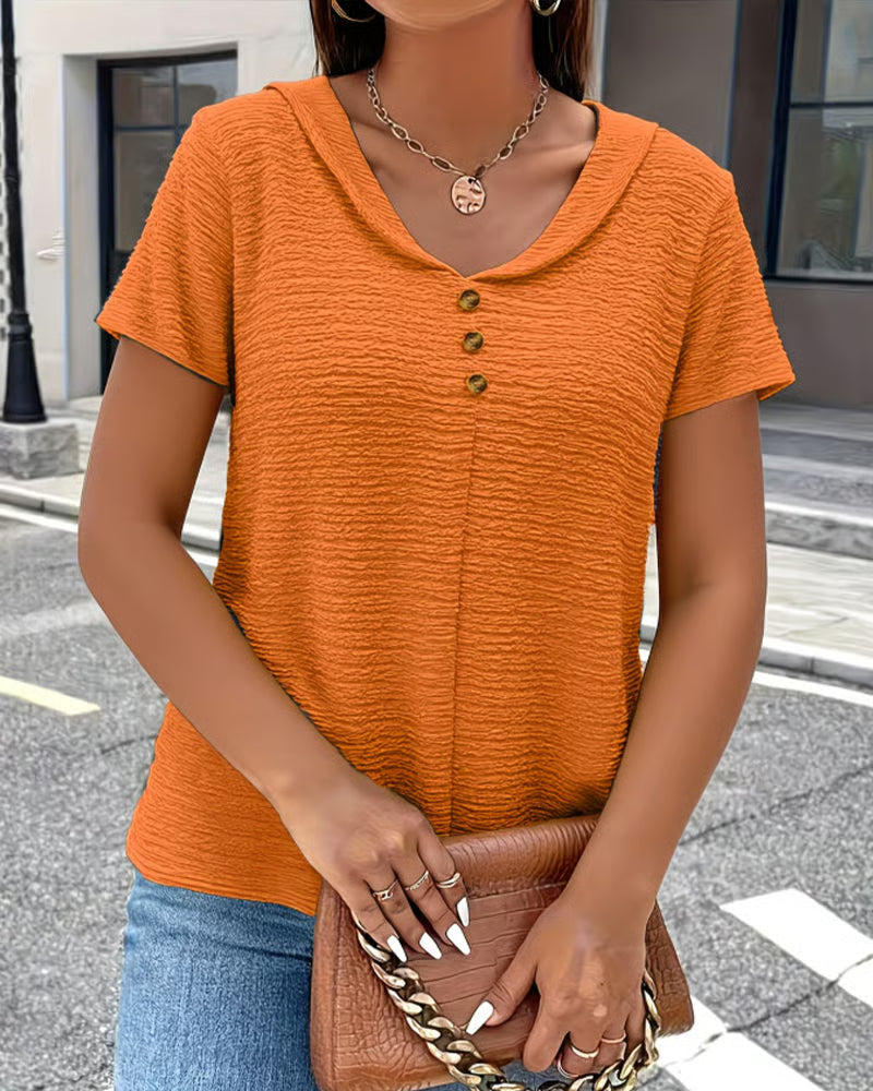 Quintessa - Button V-Neck Blouse