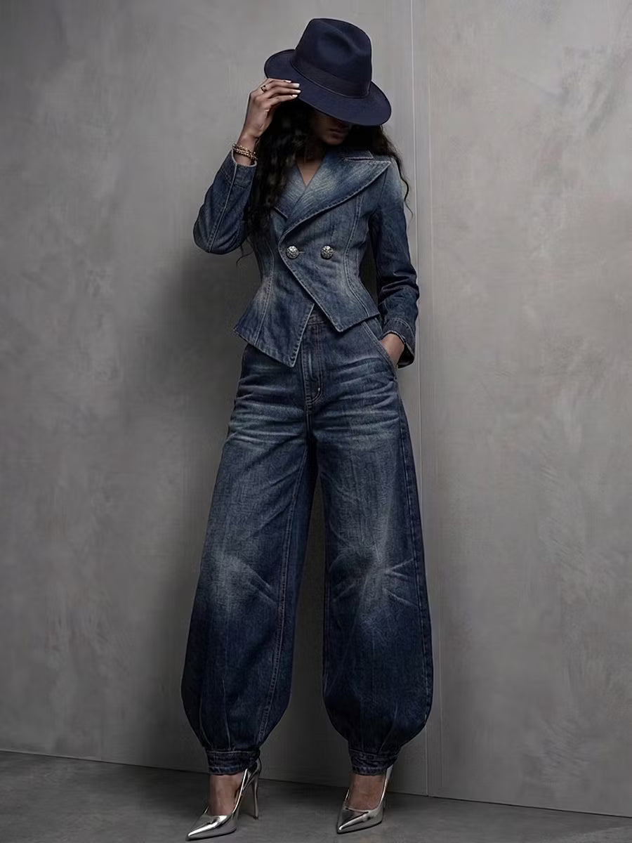 Neris - Tailored Double Breasted Two Piece Trouser Set