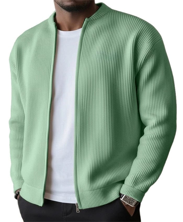 Foster - Ribbed Zip Front Cardigan