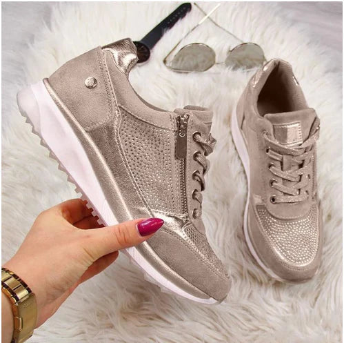 Raina - Lace Up Sneakers With Side Zip Casual Fit