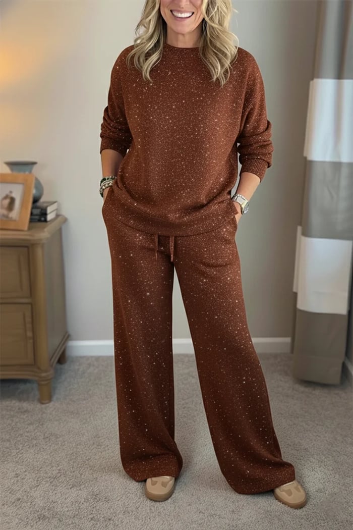Celia - Shimmer-Finish Jacket and Trousers Set
