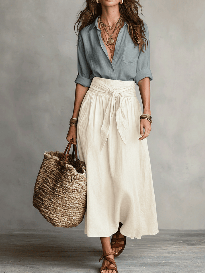 Estella - Elegant Blouse & Midi Skirt Set