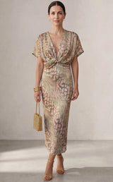 Selina - Draped Knot-Waist Dress