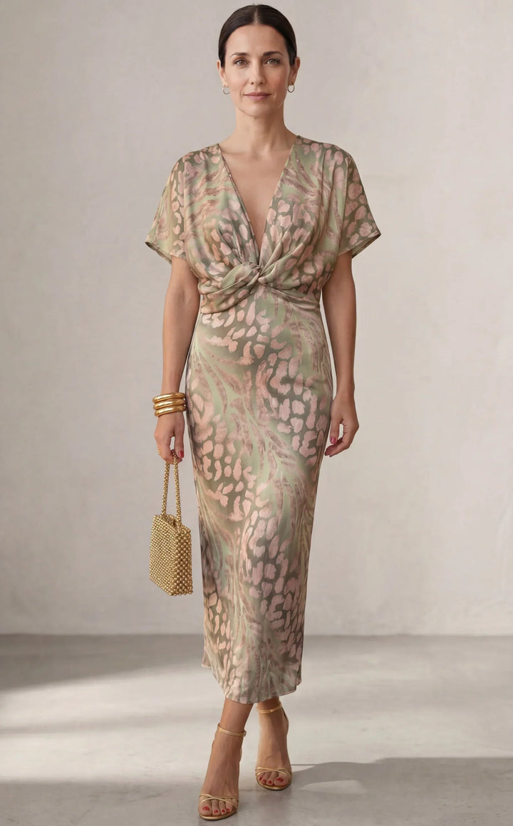 Selina - Draped Knot-Waist Dress