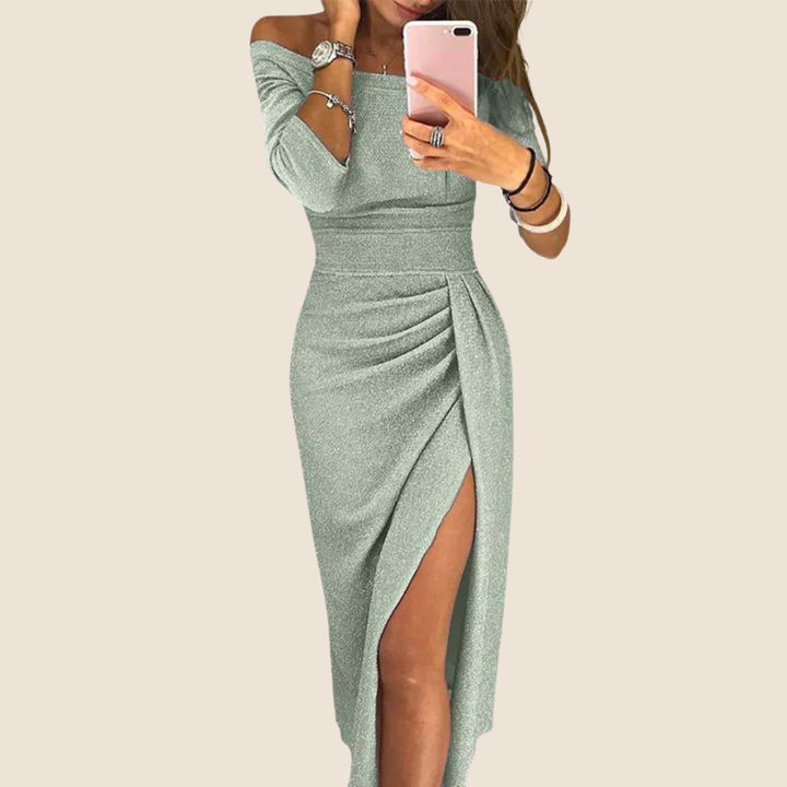 Lylah - Draped Halter-Neck Maxi Dress