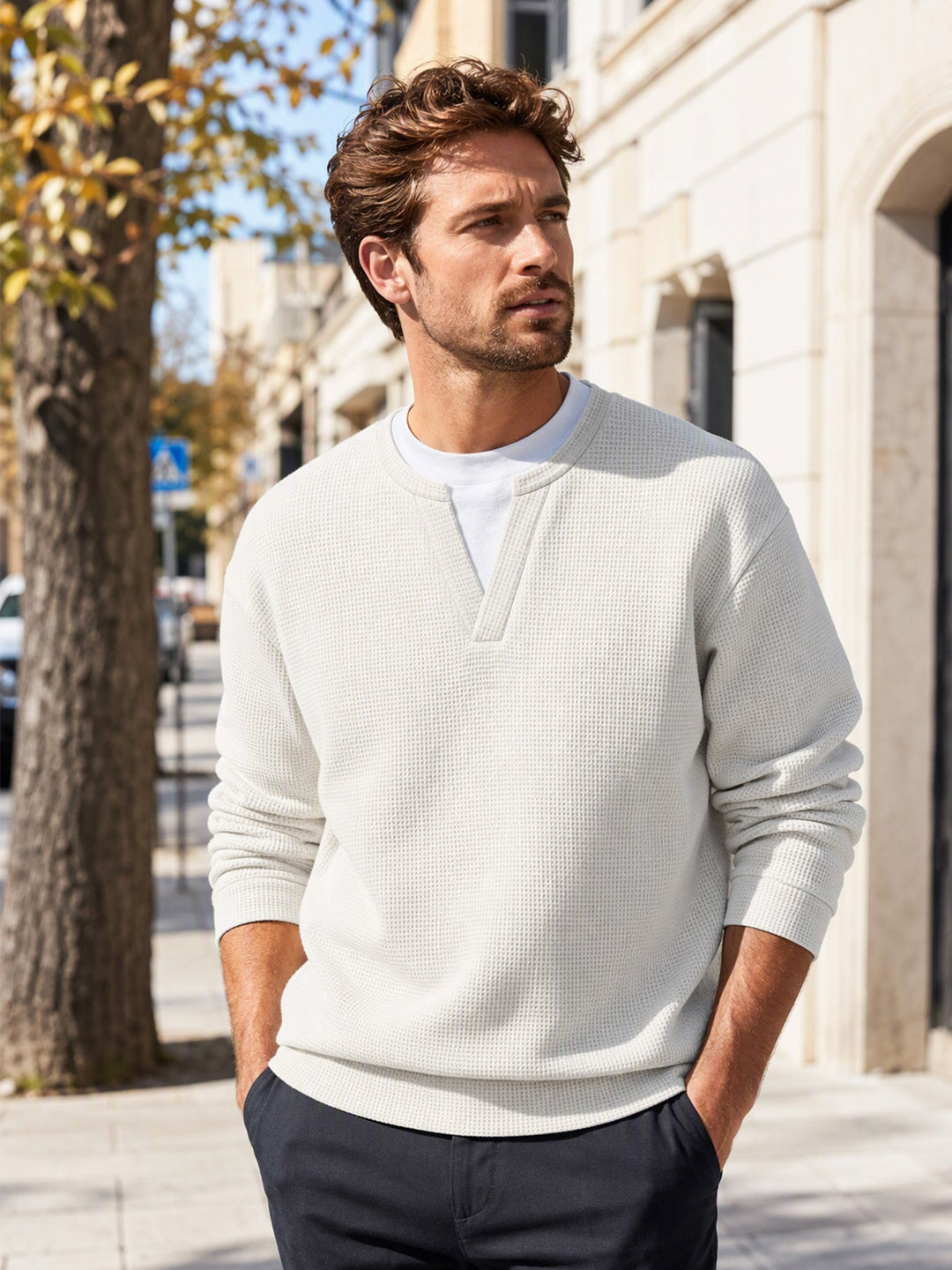 Oswald - Textured Waffle Long Sleeve Tee
