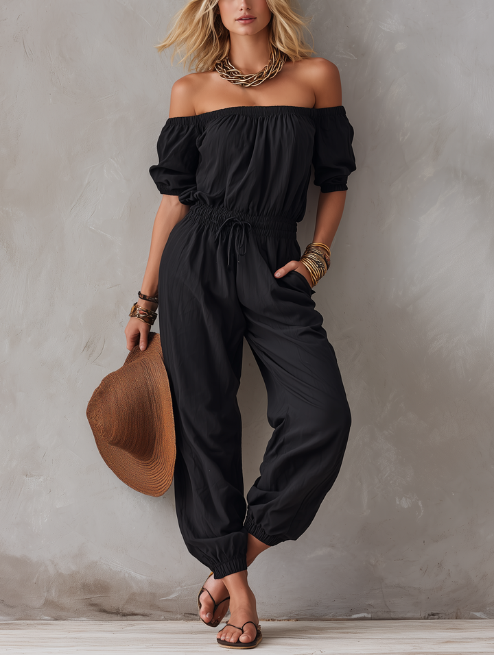 Neralia - Lightweight Off-Shoulder Jumpsuit