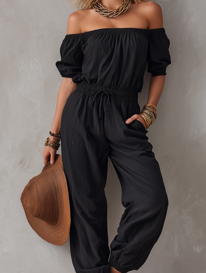 Neralia - Lightweight Off-Shoulder Jumpsuit