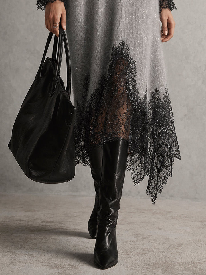 Jiska - Lace-Hem Midi Dress