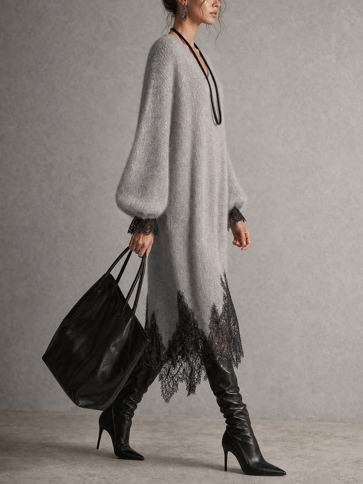 Jiska - Lace-Hem Midi Dress