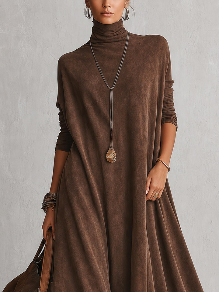 Maelis - Velvety Lace-Trim Maxi Dress