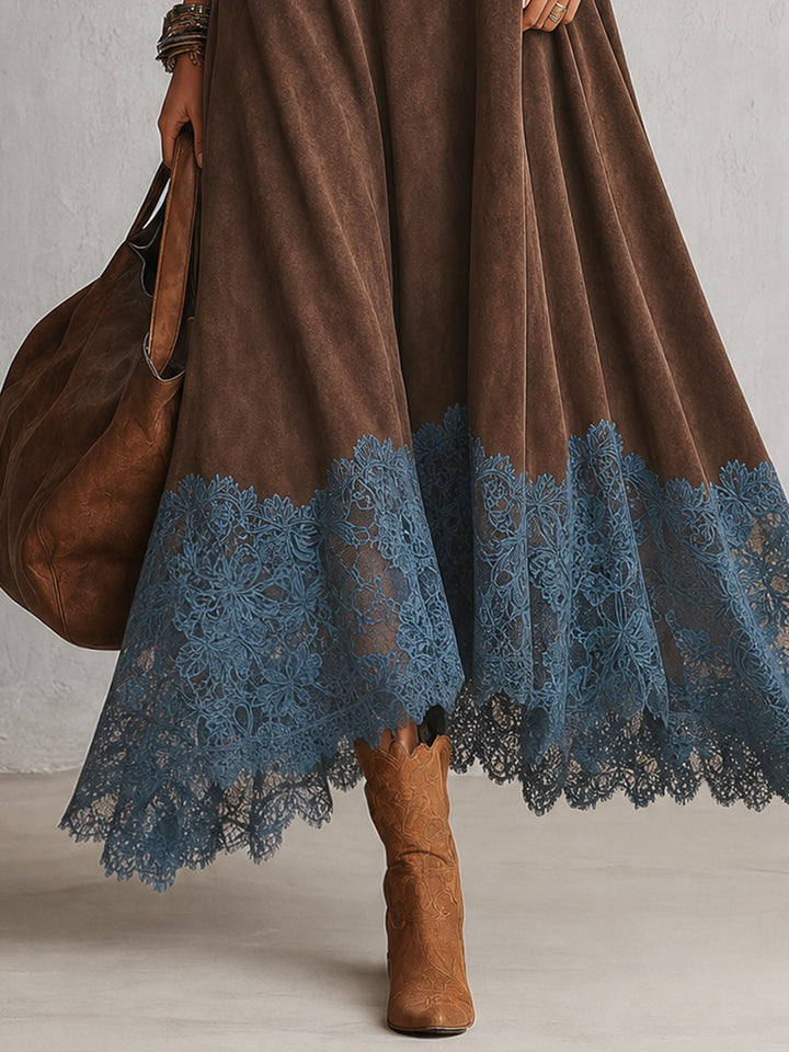 Gretta - Soft-Touch Lace-Trim Maxi Dress
