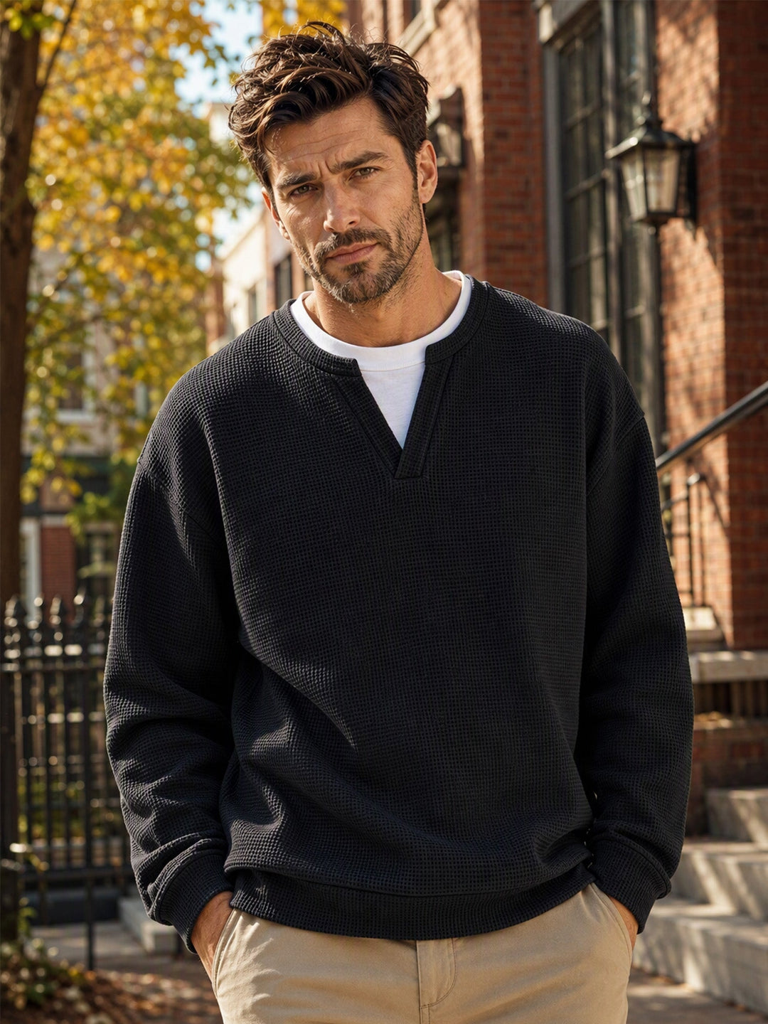 Oswald - Textured Waffle Long Sleeve Tee