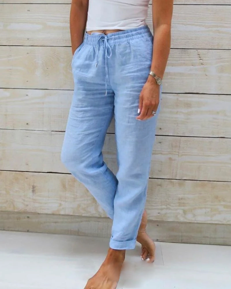 Lorinne - Stretch Linen Trousers