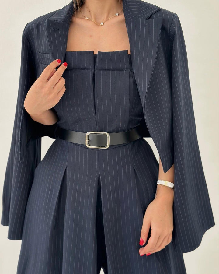 Lorayae - Soft-Touch Wide-Leg Jumpsuit & Jacket Set