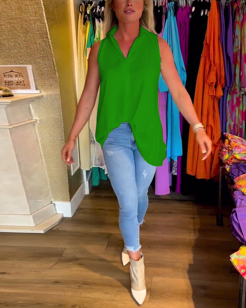 Taisa - Soft-Touch Ruffled Sleeveless Top