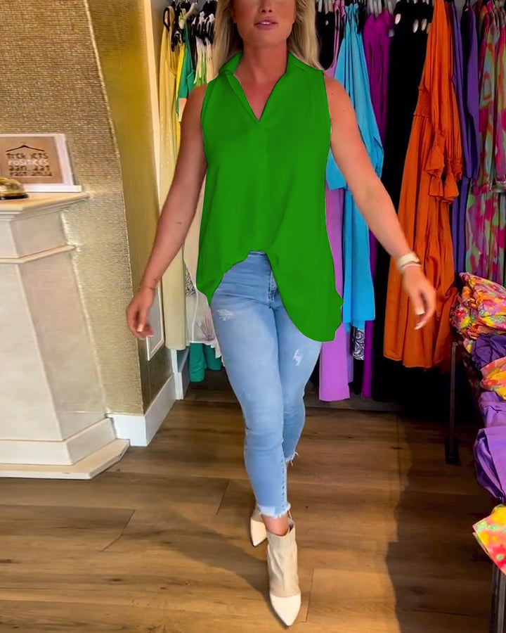 Taisa - Soft-Touch Ruffled Sleeveless Top
