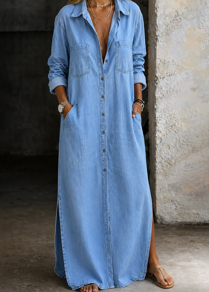 Sylvera - Premium Maxi Shirt Dress
