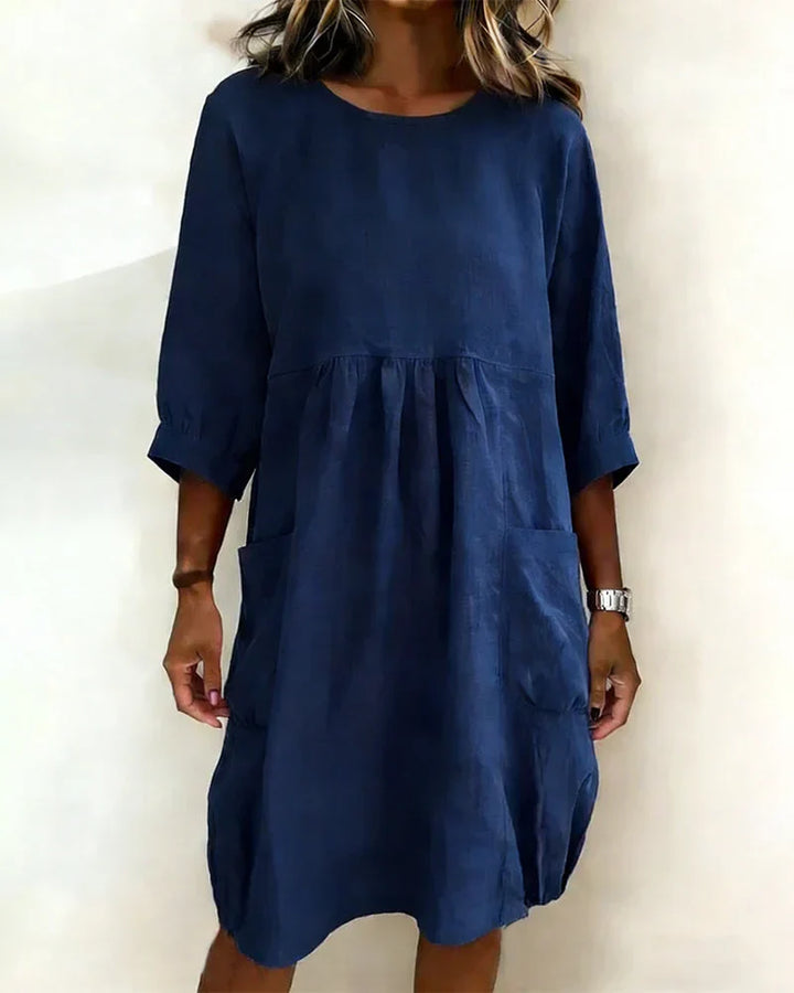 Avenra - Three-Quarter Sleeve Loose Dress