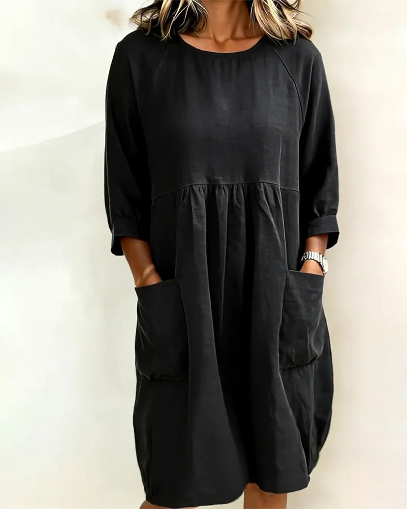 Avenra - Three-Quarter Sleeve Loose Dress