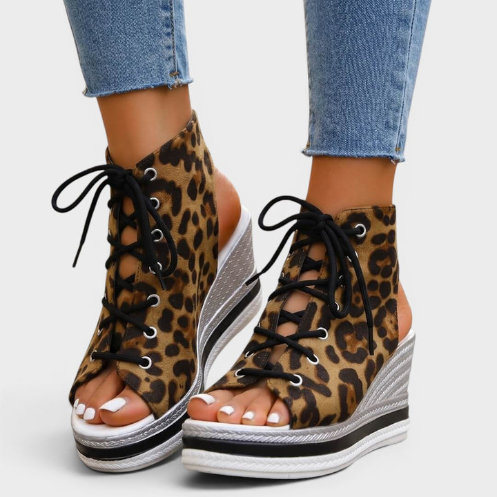 Elaina - Elevated Lace-Up Wedge Sandal