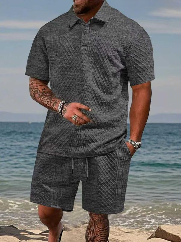 Niall - Textured Polo & Shorts Set