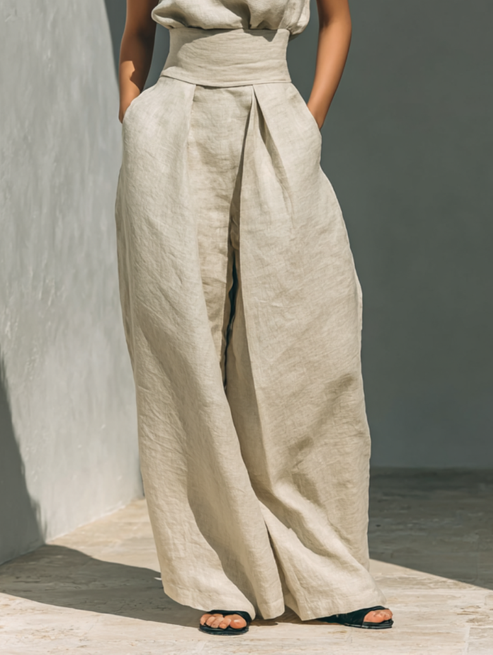 Alena - Breezy Sleeveless Blouse & Wide-Leg Trousers Set