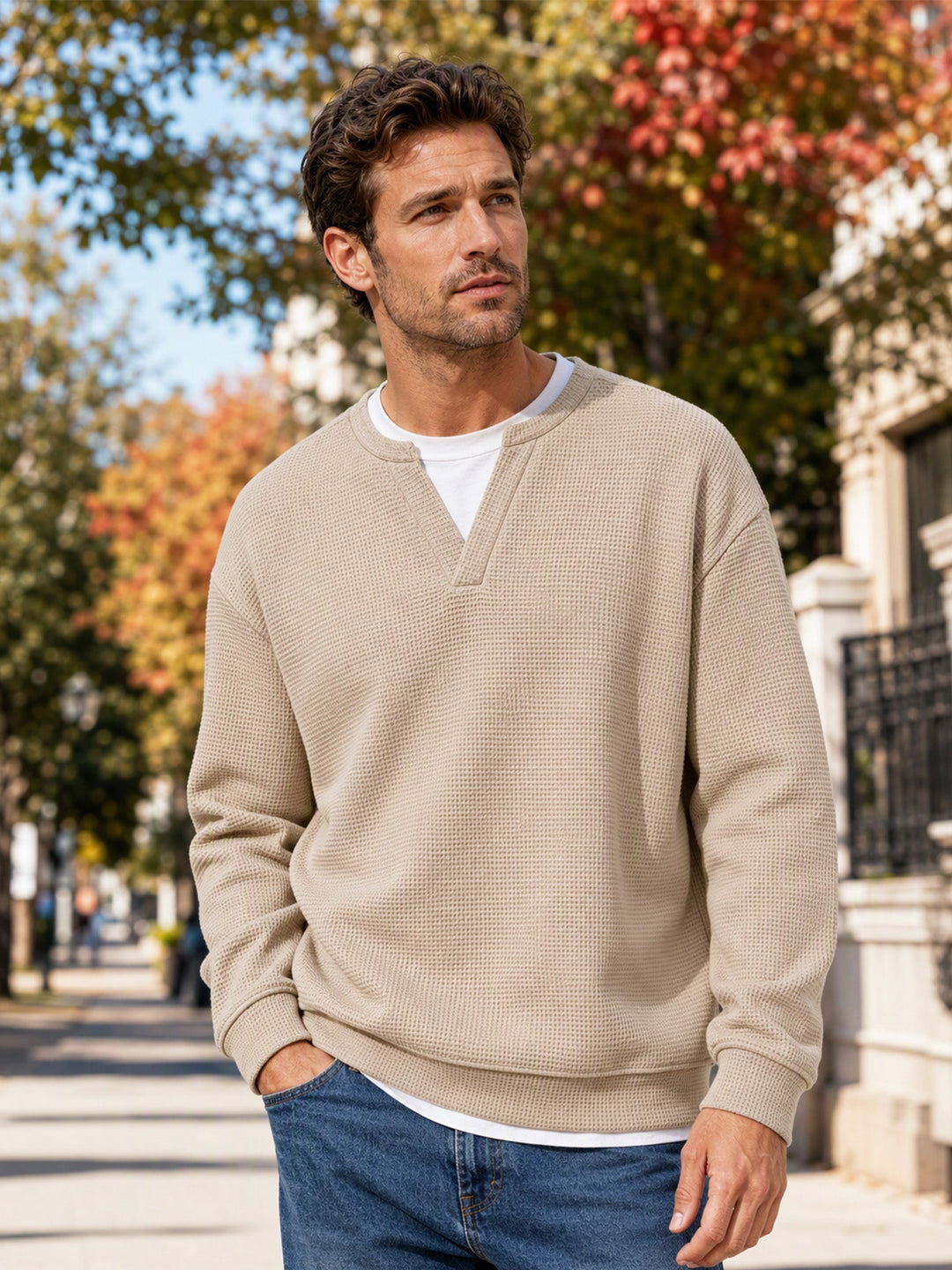 Oswald - Textured Waffle Long Sleeve Tee
