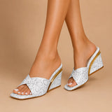 Emmeline - Cross Strap Wedge Mule Sandals