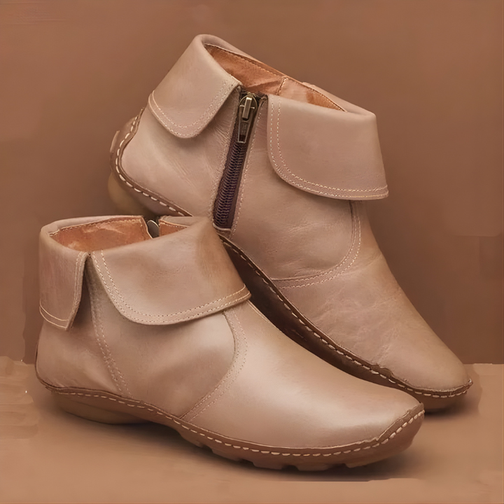 Winona - Fold Over Leather Ankle Boots