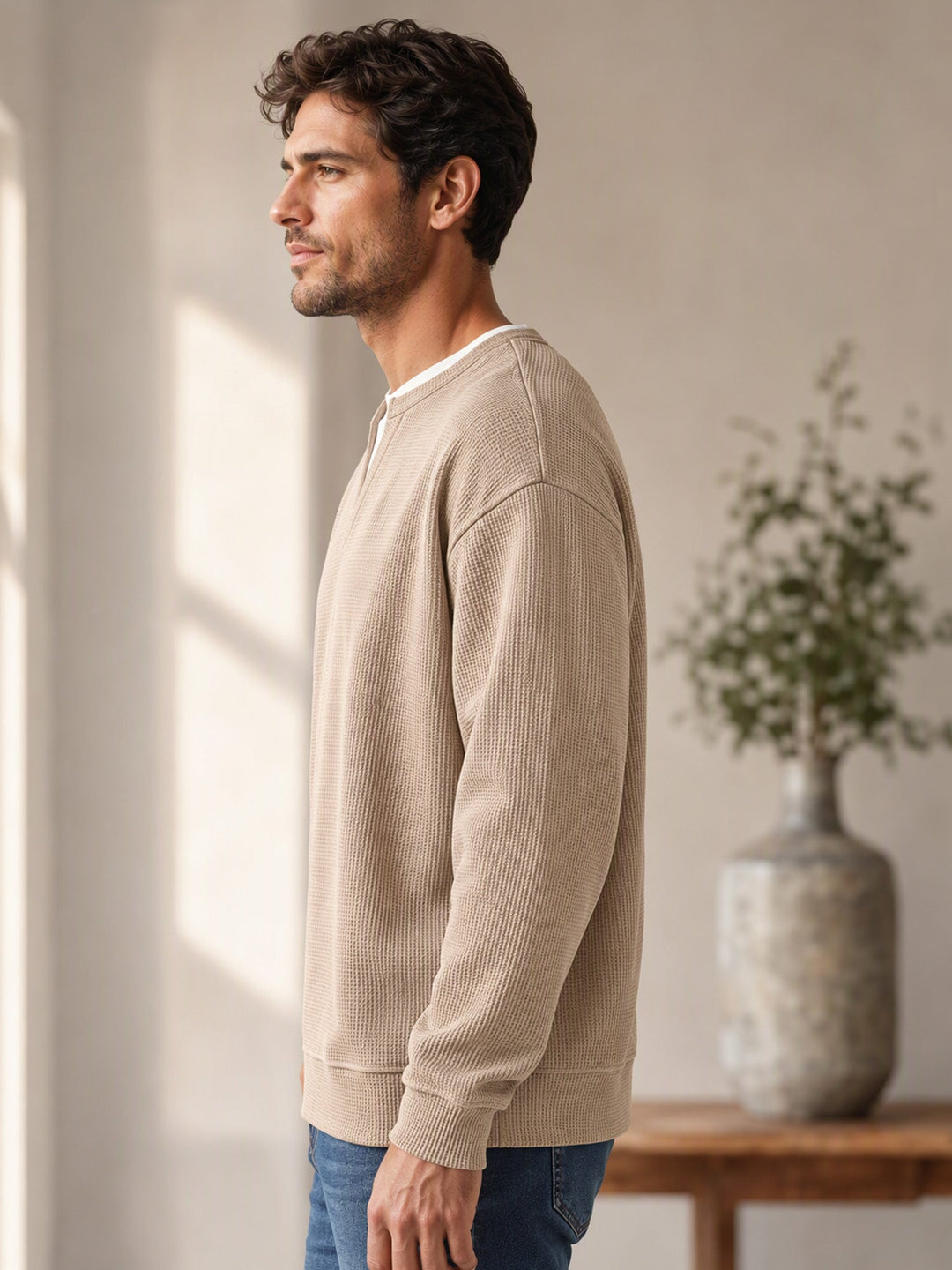 Oswald - Textured Waffle Long Sleeve Tee