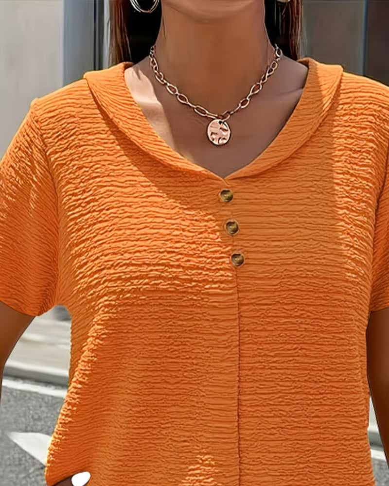 Quintessa - Button V-Neck Blouse