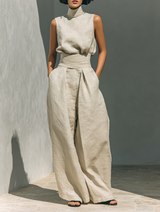 Alena - Breezy Sleeveless Blouse & Wide-Leg Trousers Set