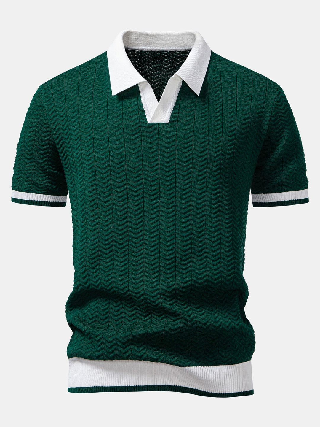 Arleno - Textured V-Neck Knit Polo
