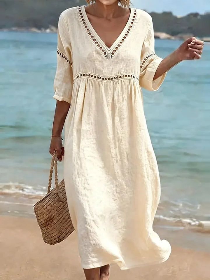 Quessia - Soft-Touch V-Neck Dress