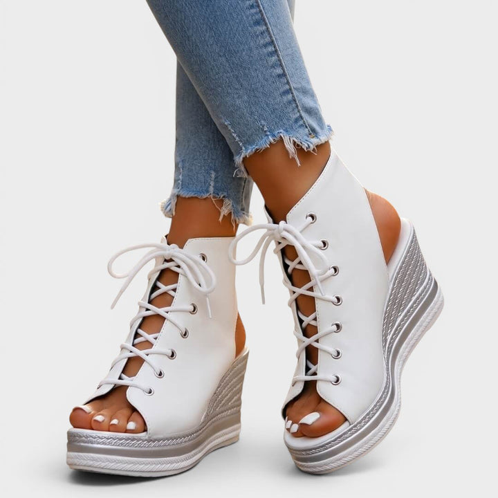 Elaina - Elevated Lace-Up Wedge Sandal