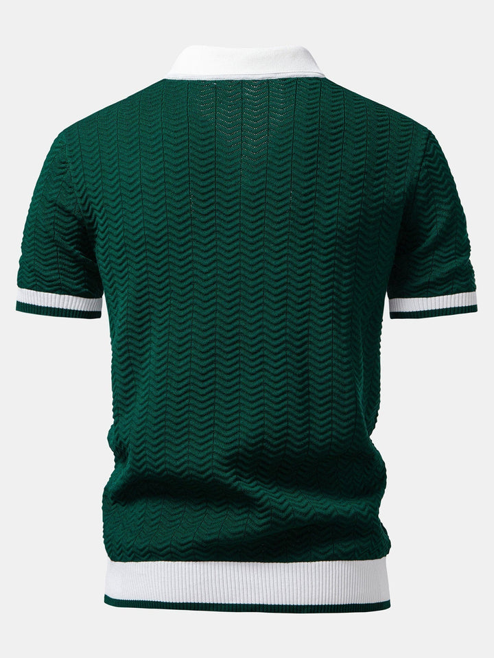 Arleno - Textured V-Neck Knit Polo