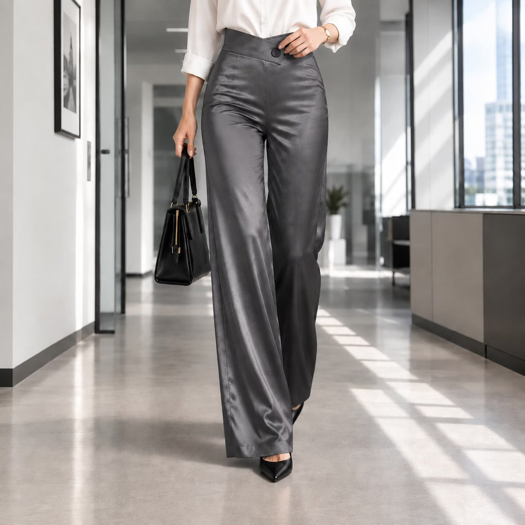 Esmae - Lustrous Wide-Leg Trousers