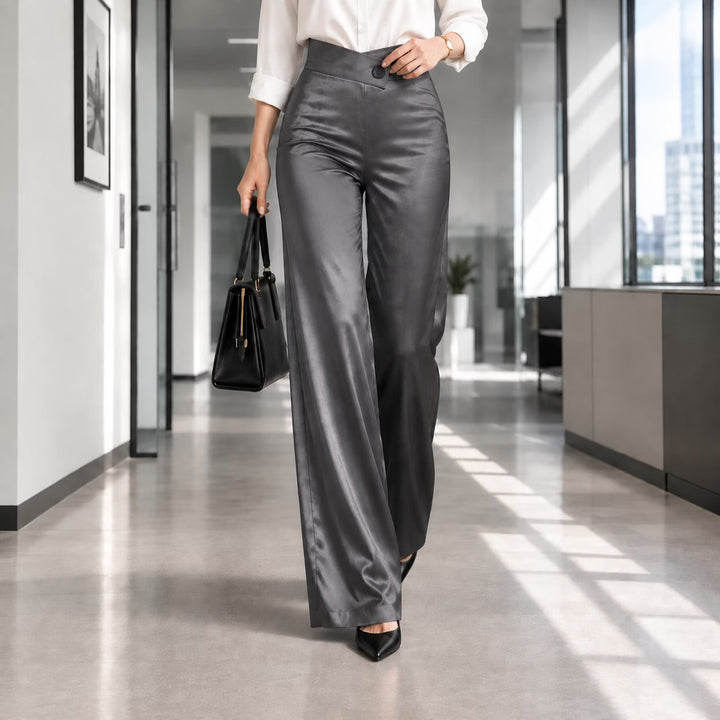 Esmae - Lustrous Wide-Leg Trousers