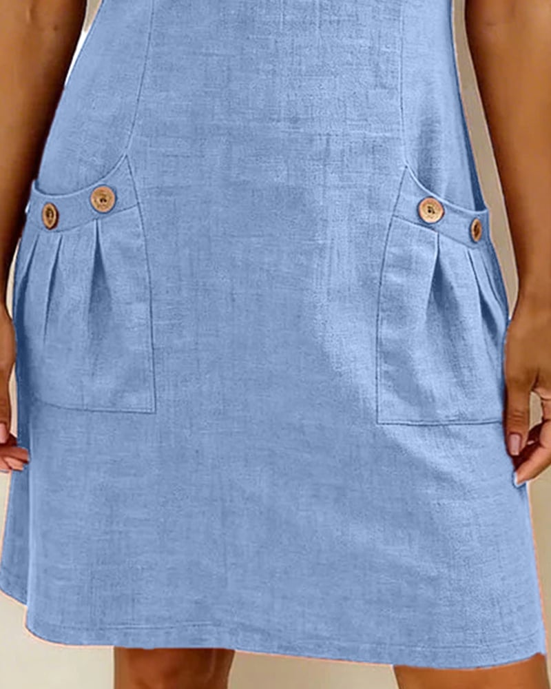 Girella - Breezy Linen A-Line Dress