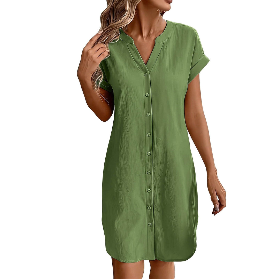 Ainslea - Textured Mini Shirt Dress