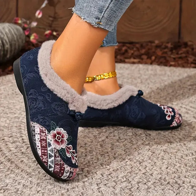 Isola - Floral Plush Lined Slip On Shoes