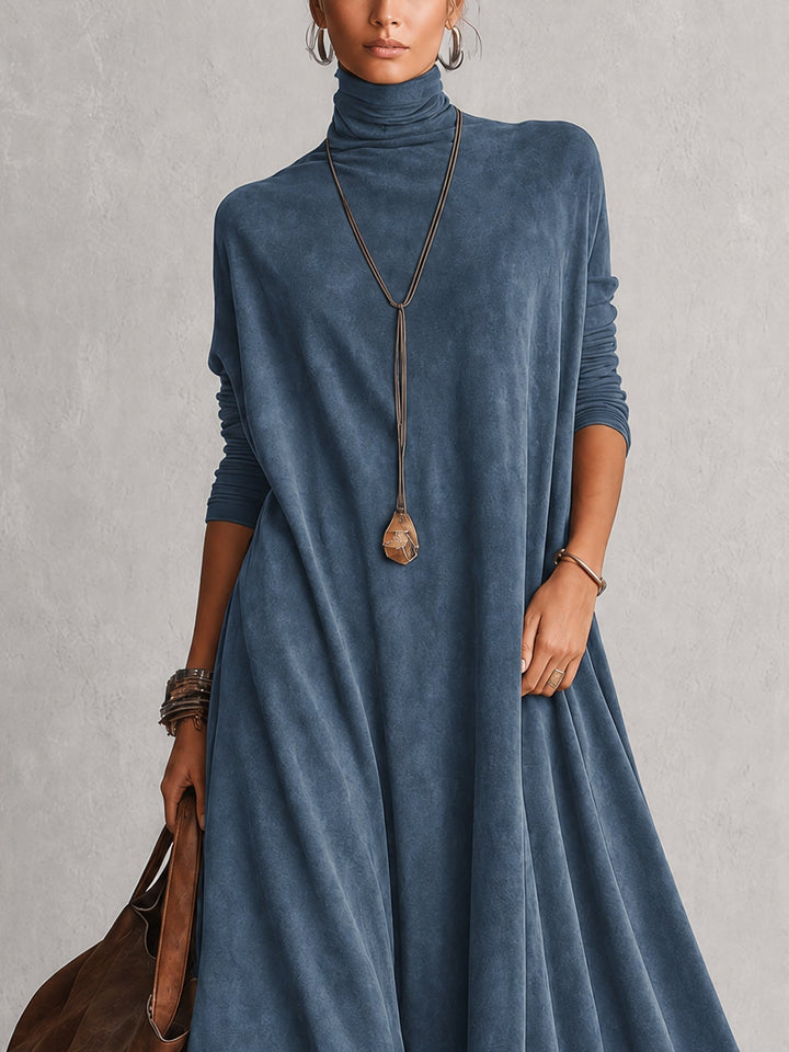 Maelis - Velvety Lace-Trim Maxi Dress