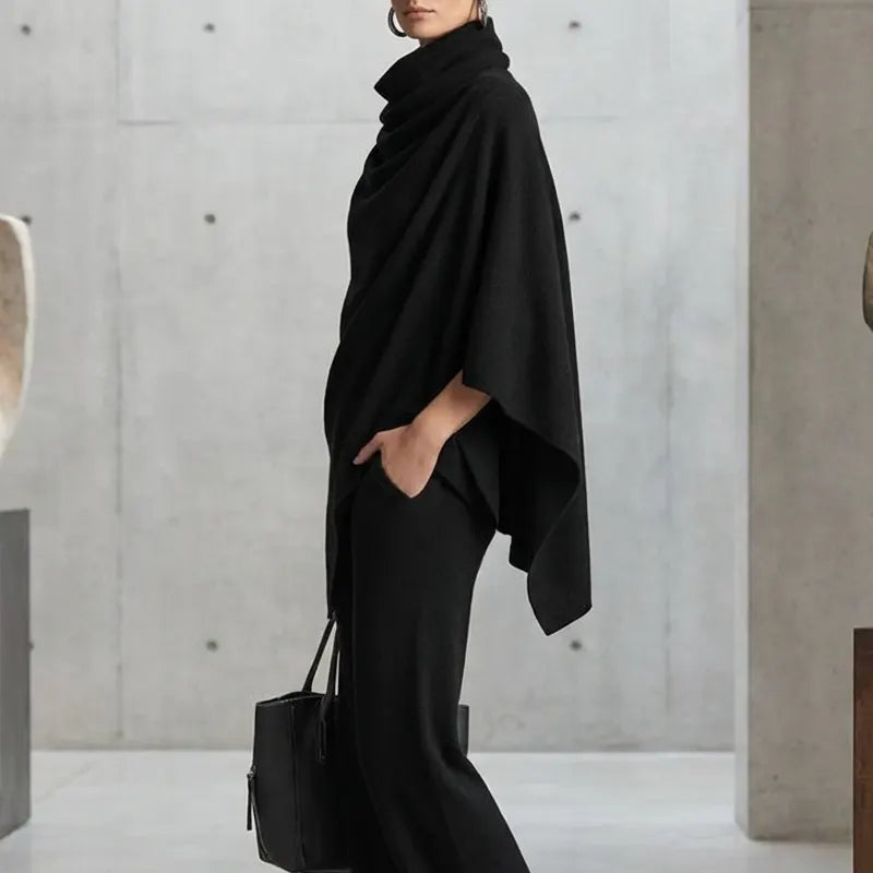 Kaelis - Draped Turtleneck Two Piece Trouser Set