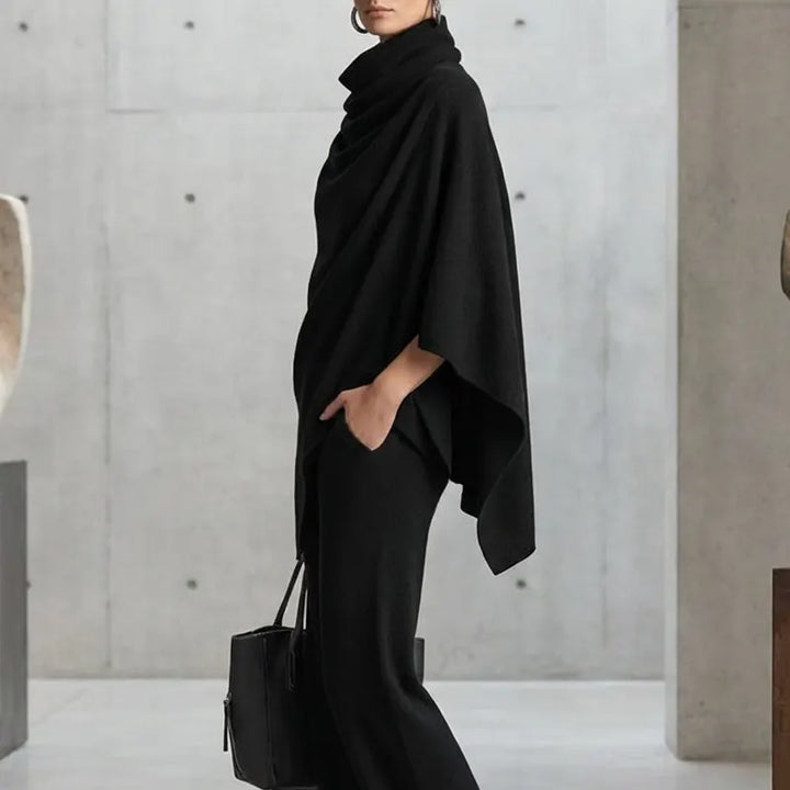 Kaelis - Draped Turtleneck Two Piece Trouser Set
