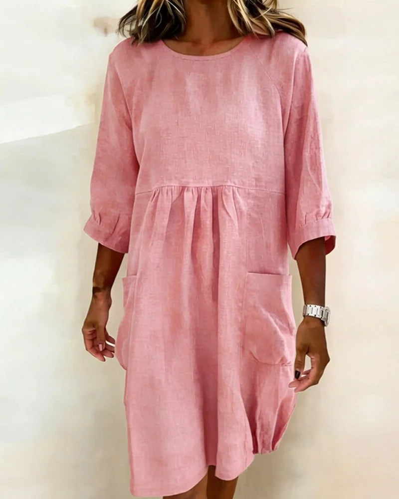 Avenra - Three-Quarter Sleeve Loose Dress